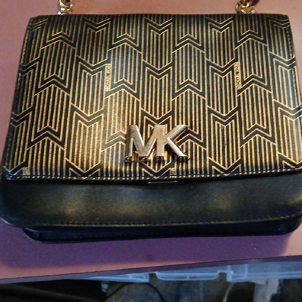 Michael Kors Black and Gold Crossbody Bag